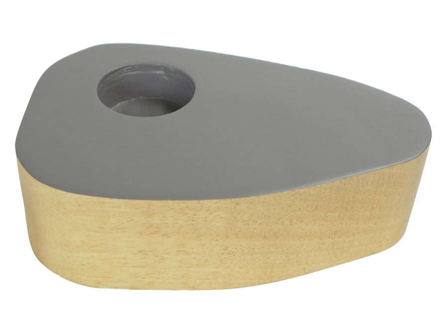 Japandi Kerzenhalter Mangoholz Handgefertigt Grau