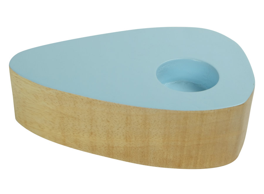 Japandi Candle Holder Mangowood Handmade Blue