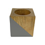 Japandi Candle Holder Mangowood Handmade Grey D10xH10cm