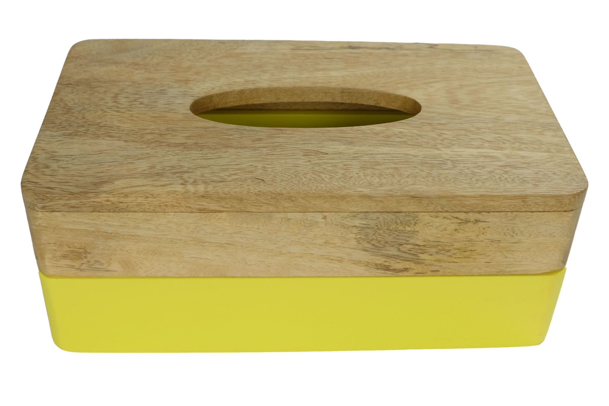 Taschentuchbox Mangoholz Gelbe Handgefertigt in Thailand B27xT16xH10cm -  Fine Asianliving