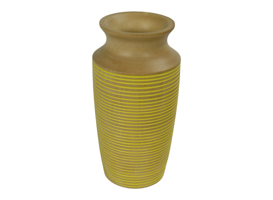 Decorative Vase Mango Wood Handmade in Thailand Yellow