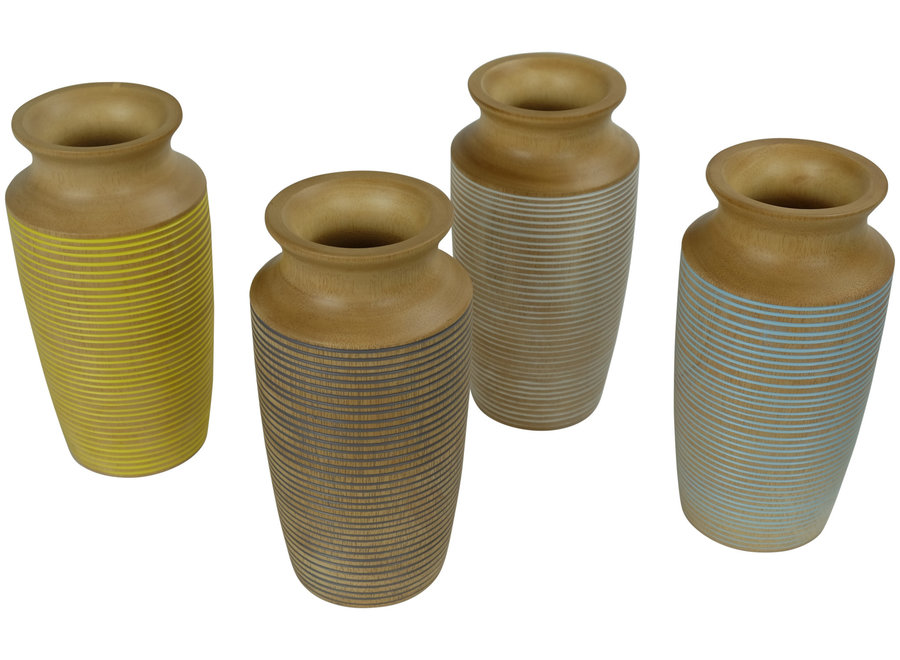 Decorative Vase Mango Wood Handmade in Thailand Yellow