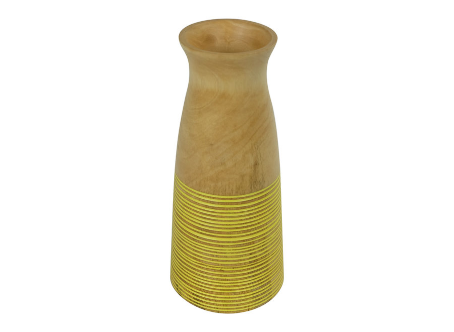 Decorative Vase Mango Wood Handmade in Thailand Yellow