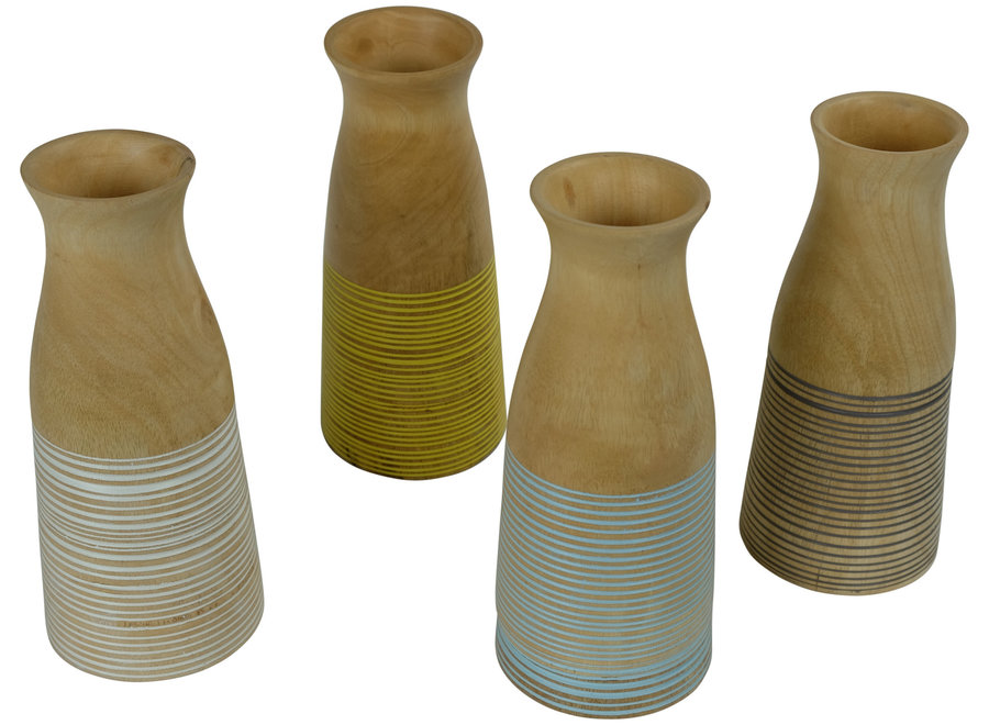 Decorative Vase Mangowood Handmade in Thailand Yellow