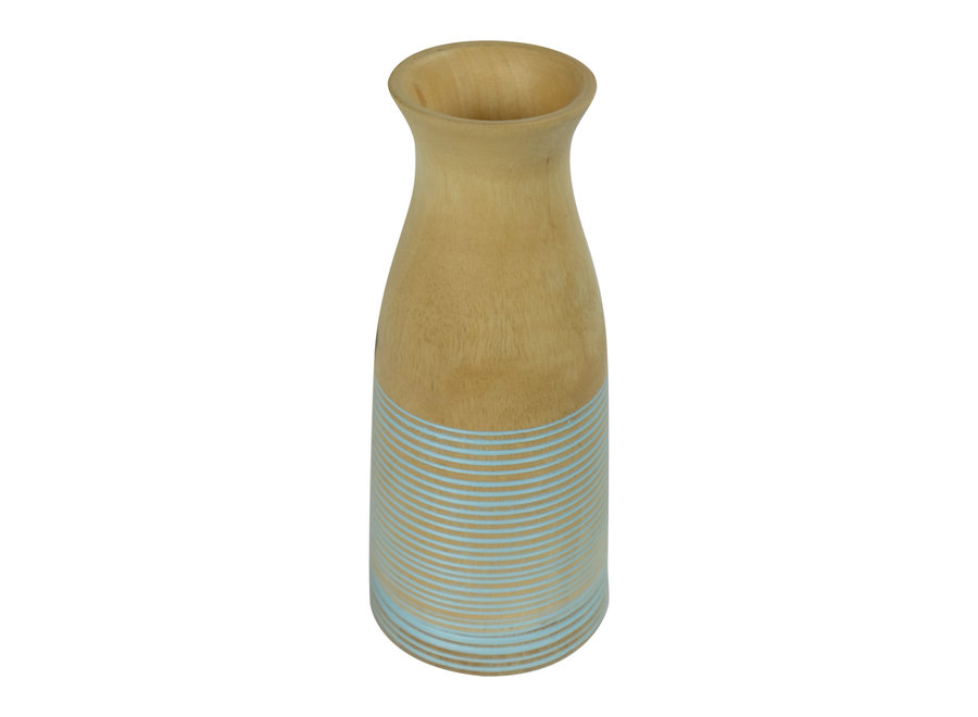 Decorative Vase Mango Wood Handmade in Thailand Blue