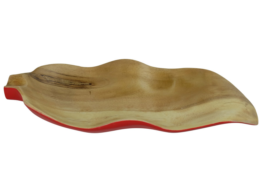Fine Asianliving Mango Wood Plate Handmade in Thailand Red