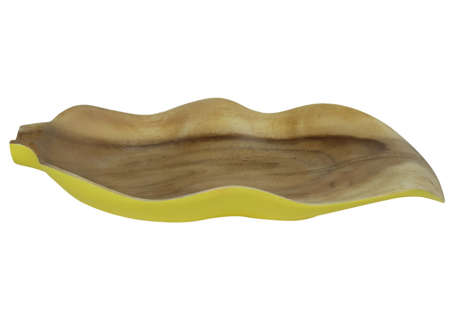 Fine Asianliving Mango Wood Plate Handmade in Thailand Yellow