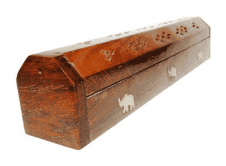 Incense Sticks Storage Box Elephants Wood Fine Asianliving