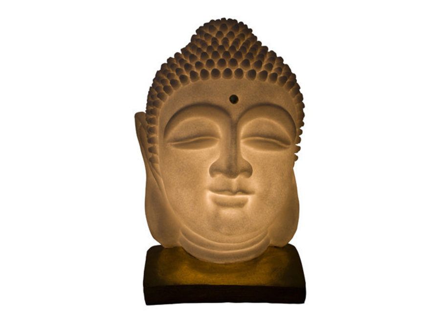 Fine Asianliving Sandstone Table Lamp Buddha on Base 20.3x20.3x29.3cm