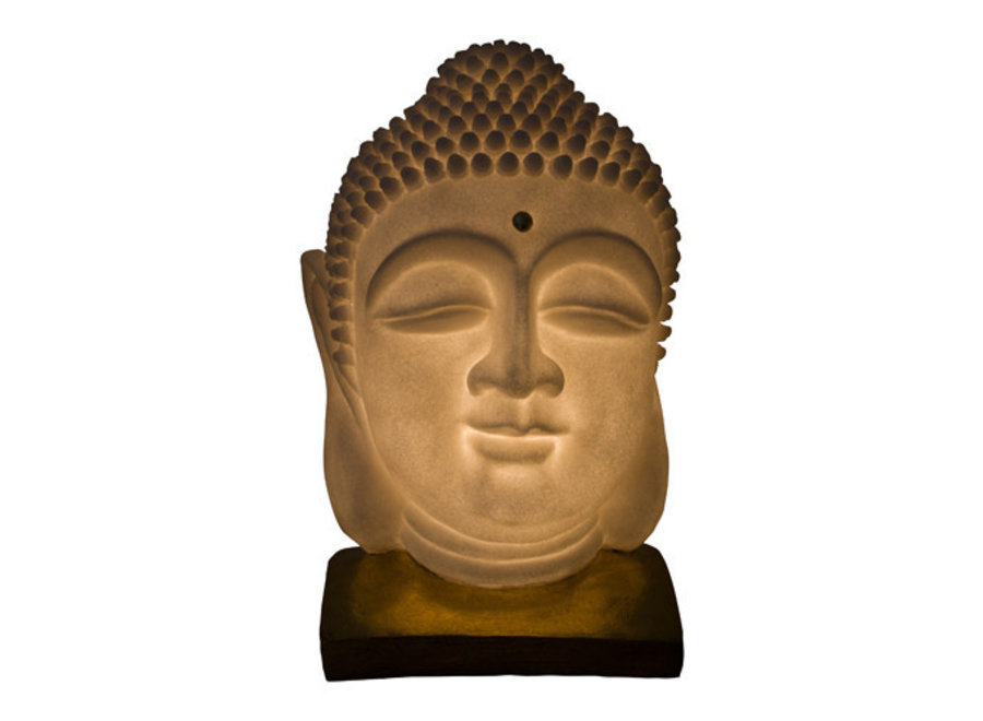 Tischlampe aus Sandstein Buddha auf Basis 20.3x20.3x29.3cm