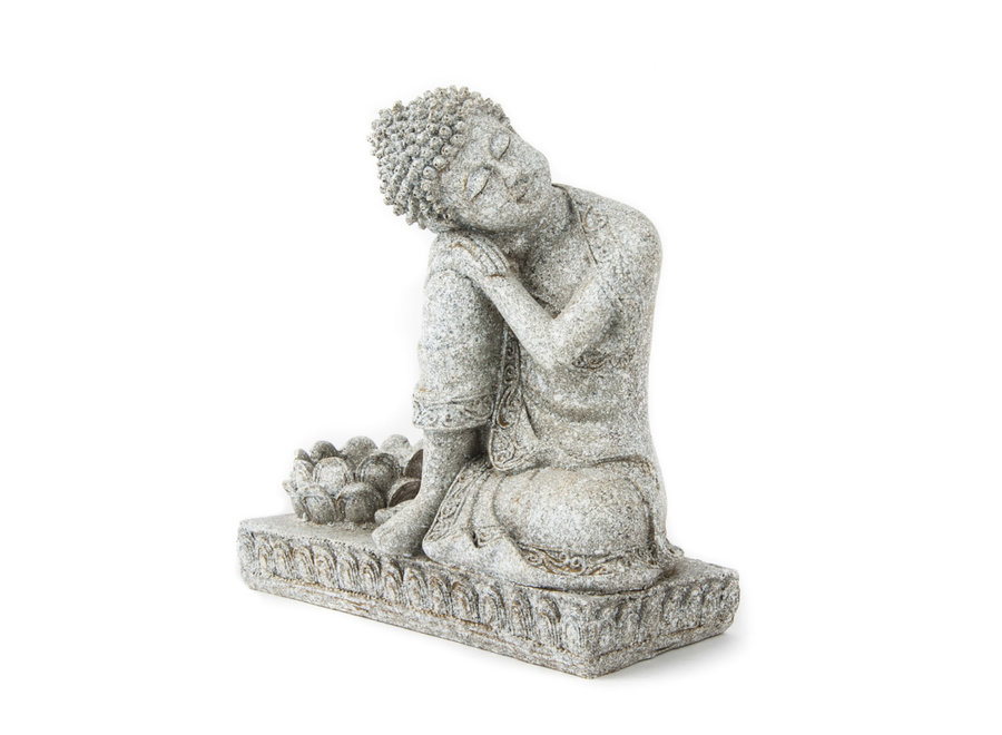 Boeddha met kaarshouder Grijs 17.5cm