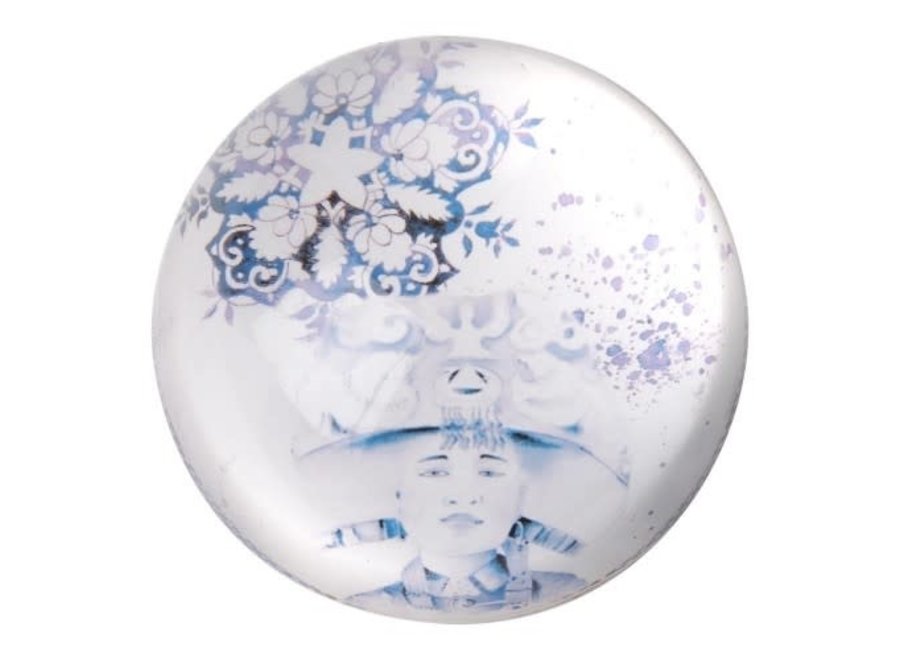 Paper Weight Chinese Emperor Blue White Diameter 10cm
