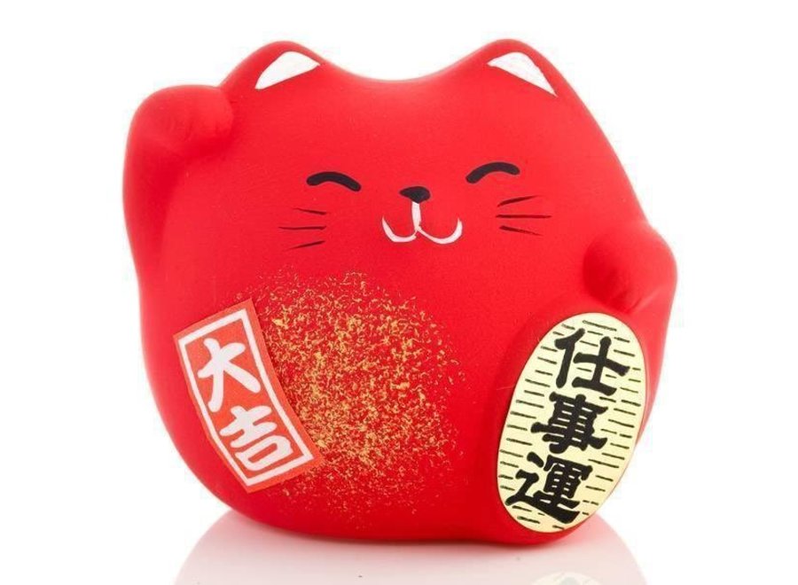 Fine Asianliving Lucky Cat Maneki Neko Small - Career Red 5.5cm