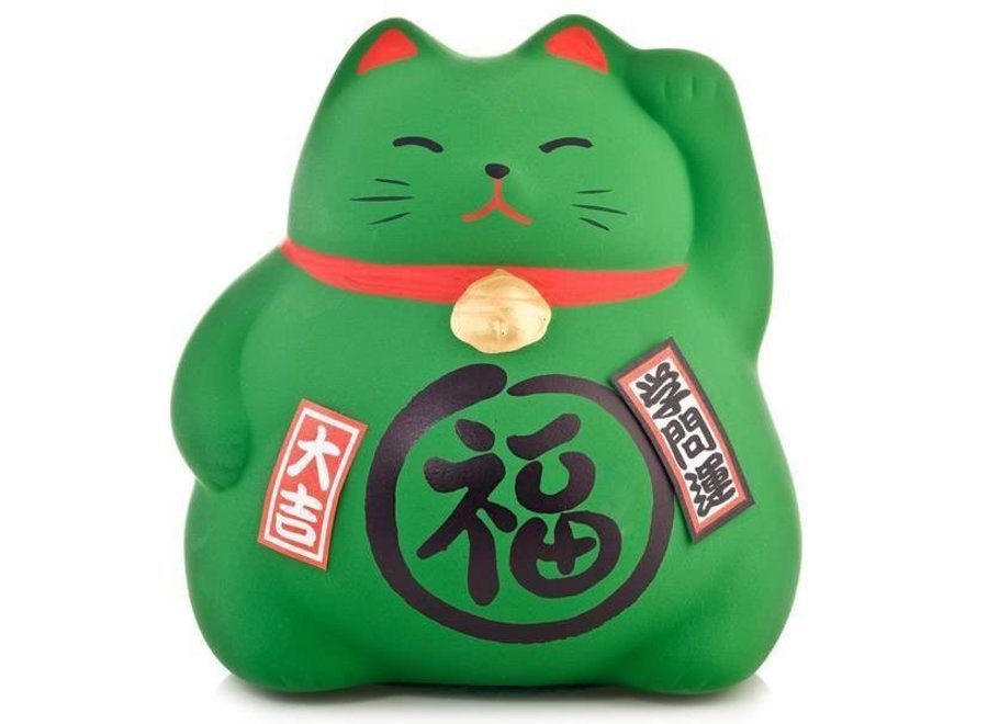 Lucky Cat Money Box Green - Study