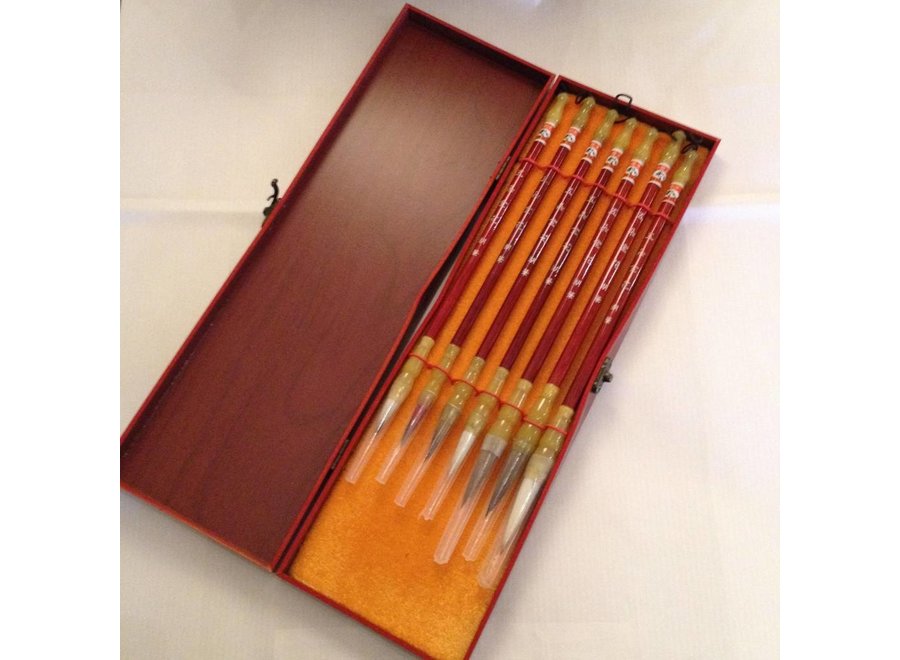 Fine Asianliving Chinese Calligraphy Brushes Set/7 Luxurious Wooden Giftbox