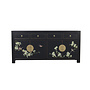Chinesisches Sideboard Onyx Schwarz Handgemalt - Orientique Sammlung B180xT40xH85cm