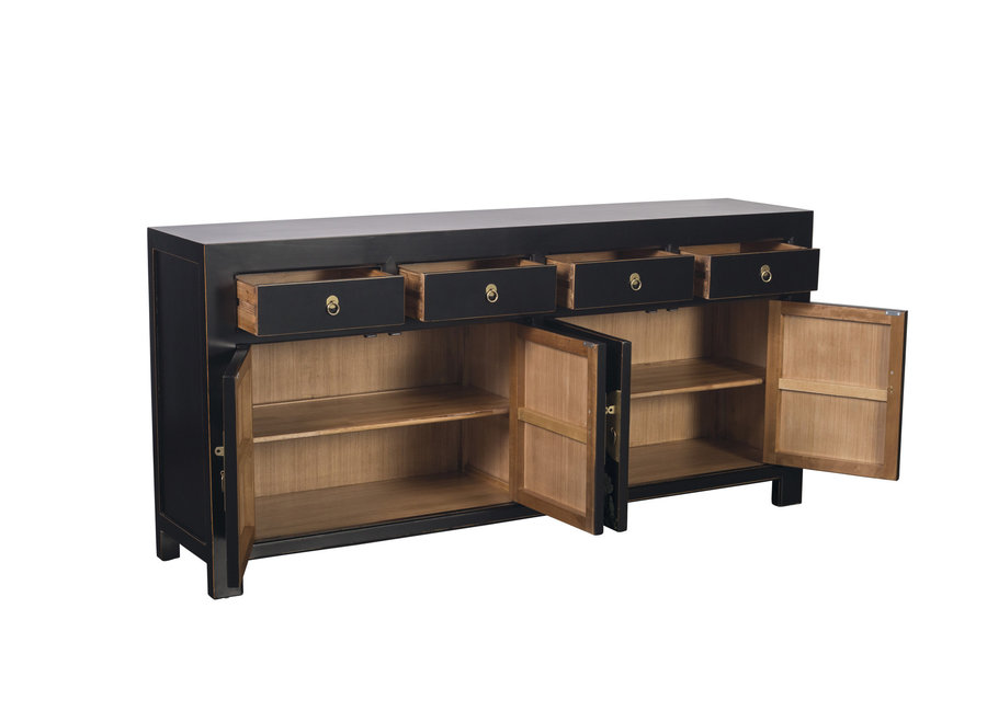 Chinesisches Sideboard Onyx Schwarz Handgemalt - Orientique Sammlung B180xT40xH85cm