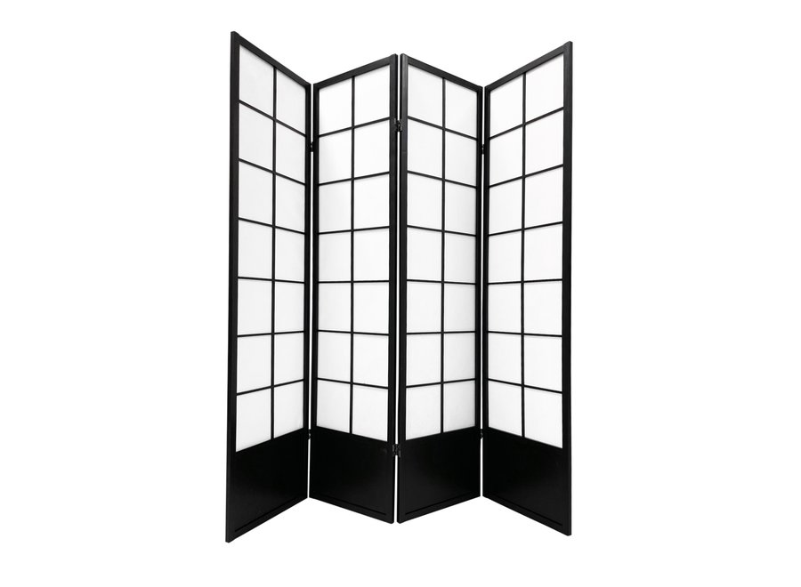Japanese Room Divider Shoji W180xH180cm Privacy Screen Black - Miura