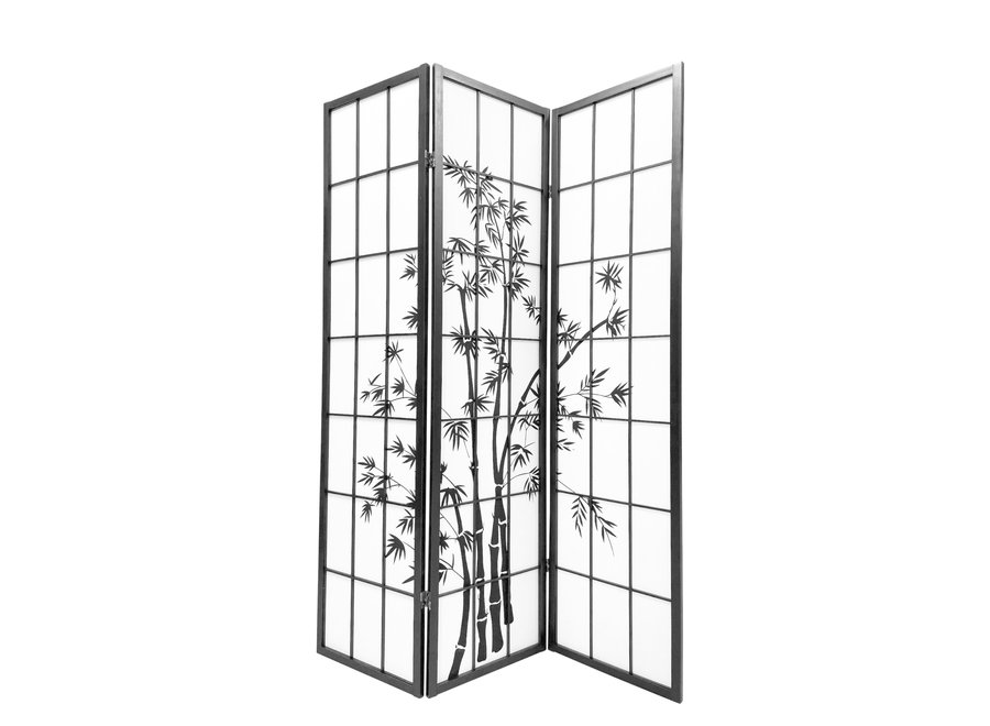 Japanese Room Divider Shoji W135xH180cm Privacy Screen Black - Bamb