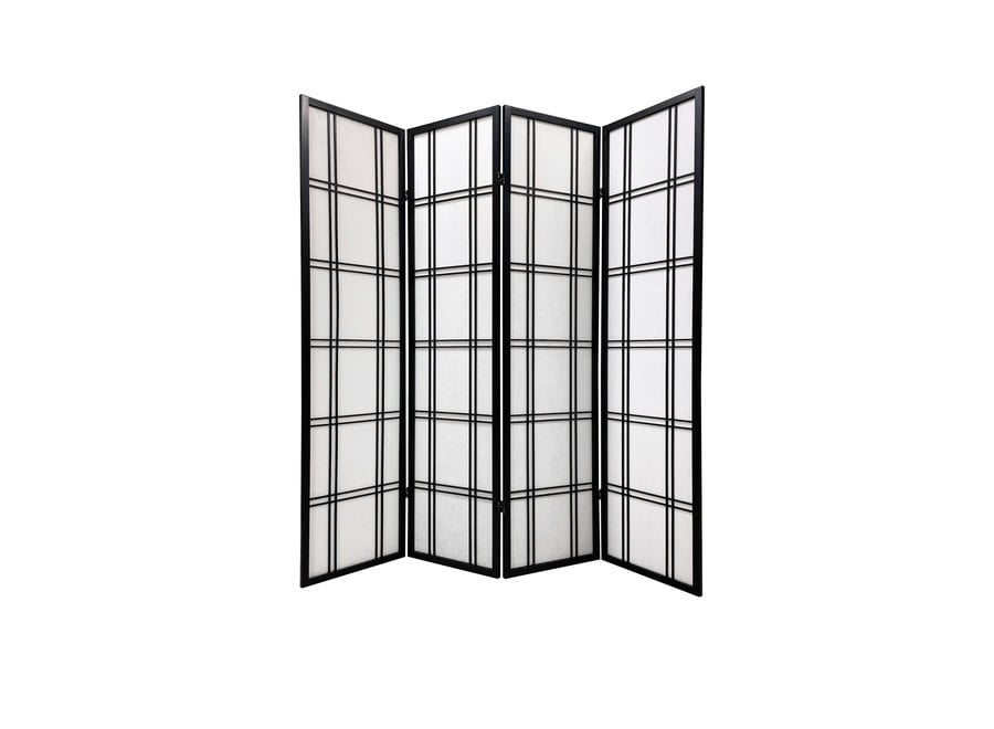 Japanese Room Divider Shoji W180xH180cm Privacy Screen Black - Isumi