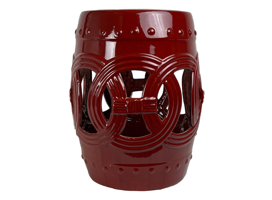 Ceramic Garden Stool D33xH46cm Coin Wine Red