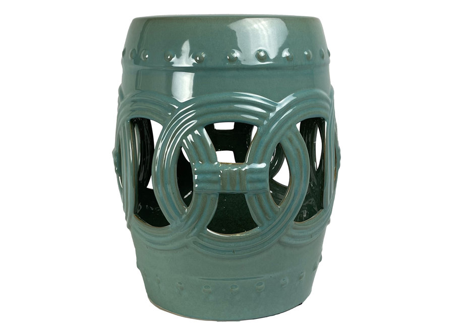 Sgabello da giardino in ceramica D33xH45cm Coin verde salvia