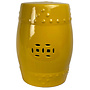 Ceramic Garden Stool D33xH46cm Porcelain Handmade Amber Yellow