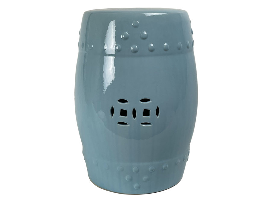 Ceramic Garden Stool D33xH46cm Porcelain Handmade Light Blue