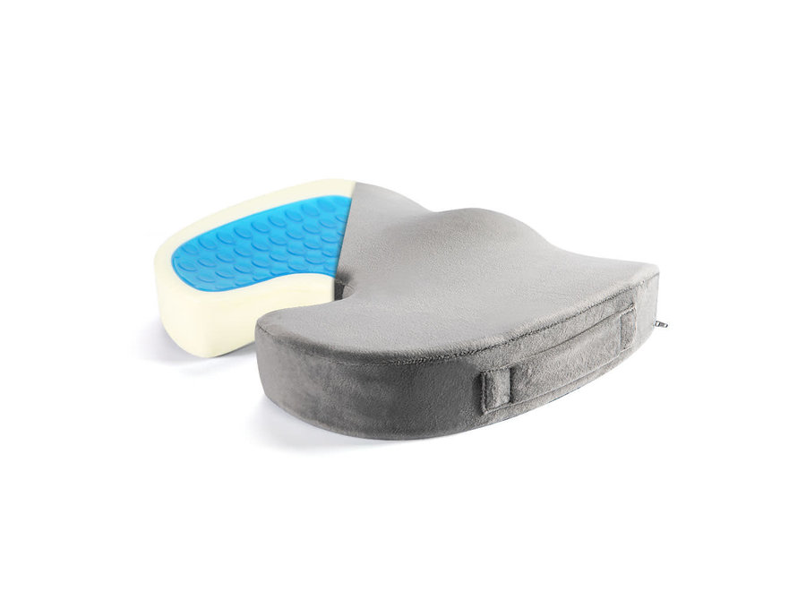 Cuscino del sedile ortopedico ventilato in memory foam rinforzato con gel a forma di U 45,5x36x6/7cm