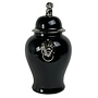 Chinese Ginger Jar Porcelain Glossy Black Silver D25xH46cm