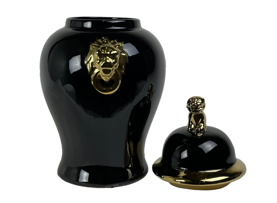 Tarro de jengibre chino Porcelana Oro negro brillante D25xH46cm