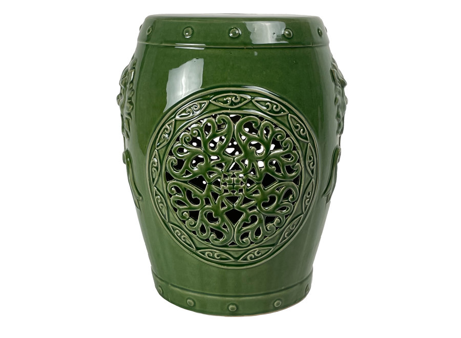 Keramik Hocker D34xH46cm Drachenwaldgrün