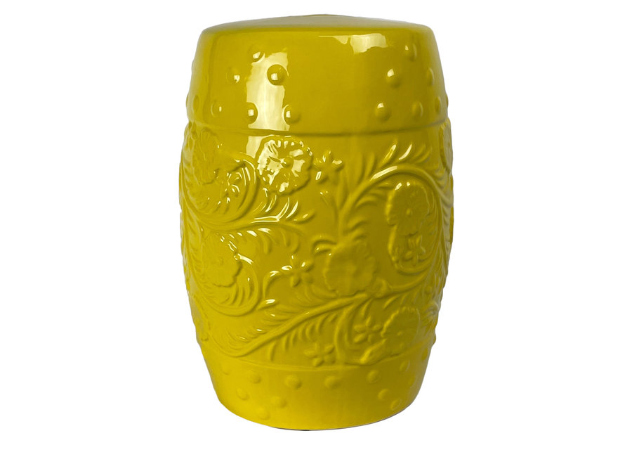 Ceramic Garden Stool D33xH46cm Poppy Yellow