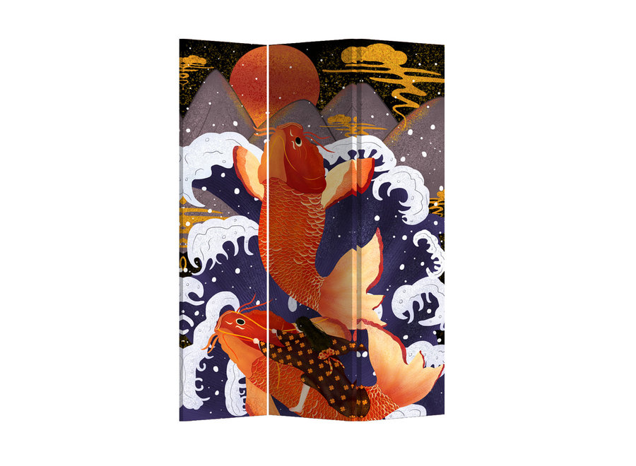 Room Divider Privacy Screen 3 Panels W120xH180cm Red Fish