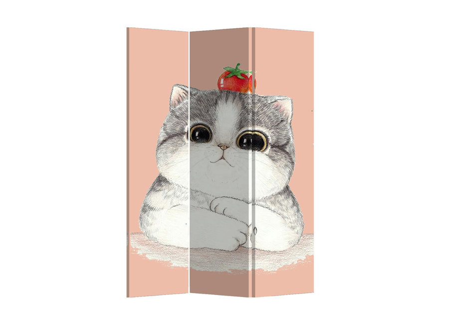 Room Divider Privacy Screen 3 Panels W120xH180cm Cat Big Eyes