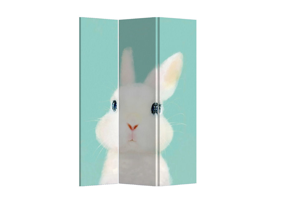 Kinder-Paravent Raumteiler B120xH180cm 3-teilig Weißer Hase