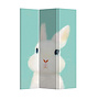 Separè Paravento Divisori L120xA180cm 3 Pannelli Coniglio Bianco