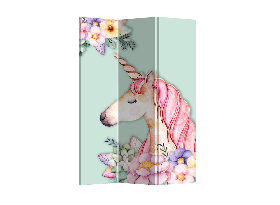 Separè Paravento Divisori L120xA180cm 3 Pannelli Unicorno
