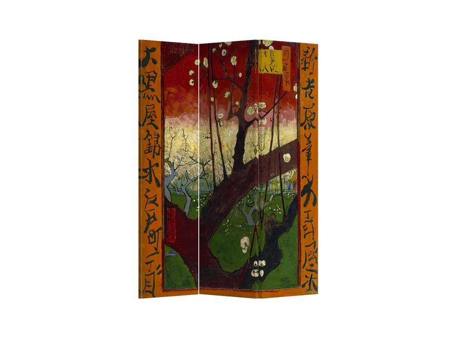 Biombos L120xH180cm Separador de Habitaciones 3 Paneles Lona De Doble Cara