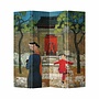 Chinese Oriental Room Divider Folding Privacy Screen 4 Panel Playing outside L160xH180cm