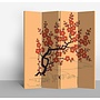 Biombo Japones Separador Anch.160xAlt.180cm Flores de Cerezo Rojo