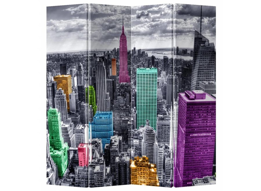 Room Divider Privacy Screen 4 Panel Skyview New York L160xH180cm