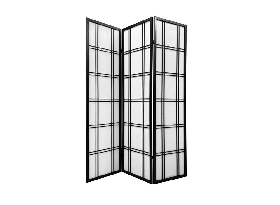 Japanese Room Divider Shoji W135xH180cm Privacy Screen Black - Isumi