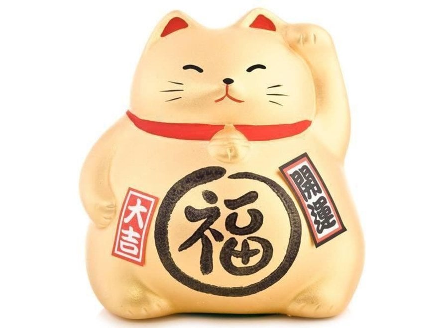 Winkekatze Maneki Neko Gold - Glücksfall