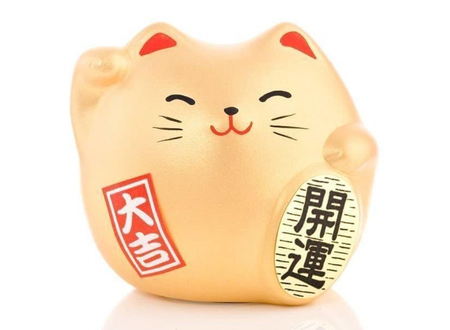 Fine Asianliving Lucky Cat Maneki Neko Small - Better Fortune Gold 5.5 cm