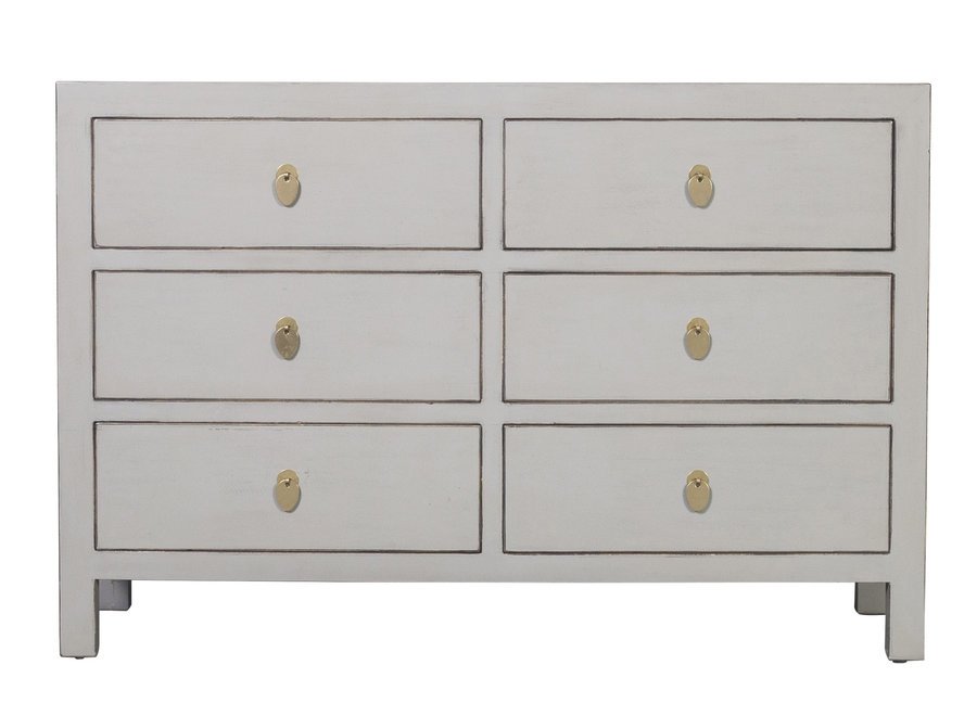 Chinese Chest of Drawers Pastel Grey W120xD40xH80cm