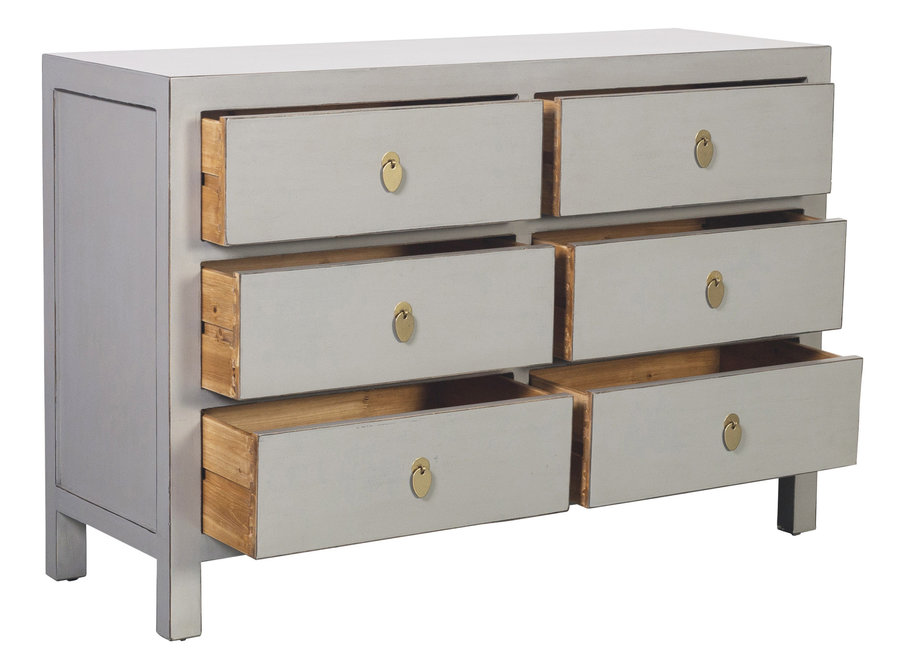 Chinese Chest of Drawers Pastel Grey W120xD40xH80cm