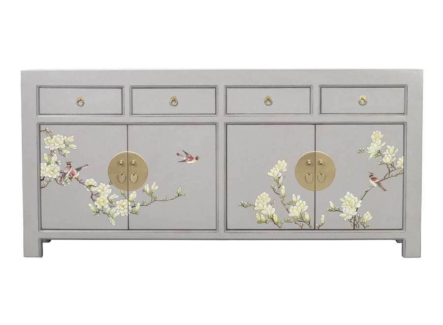 Chinese Sideboard Pastel Grey Handpainted W180xD40xH85cm