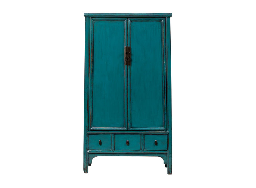 Antique Chinese Cabinet Glossy Blue W105xD47xH189cm