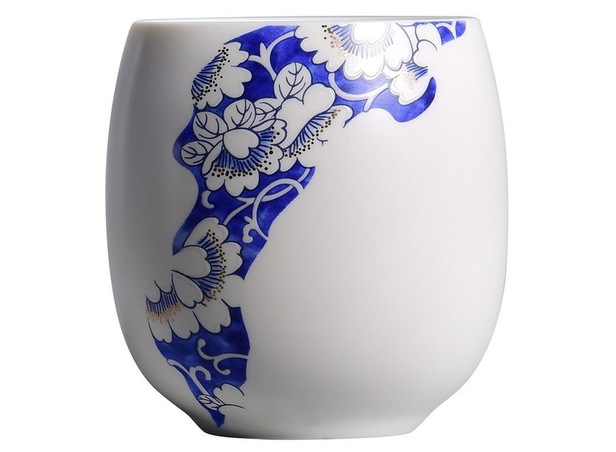 Set da Tè Cinese/7 Porcellana Dipinta a Mano Fiori Blu